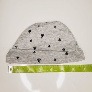 Carter's Baby Cap Newborn Grey Boats 3M